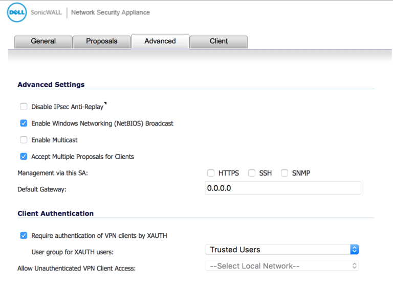 using ipsecuritas with sonicwall